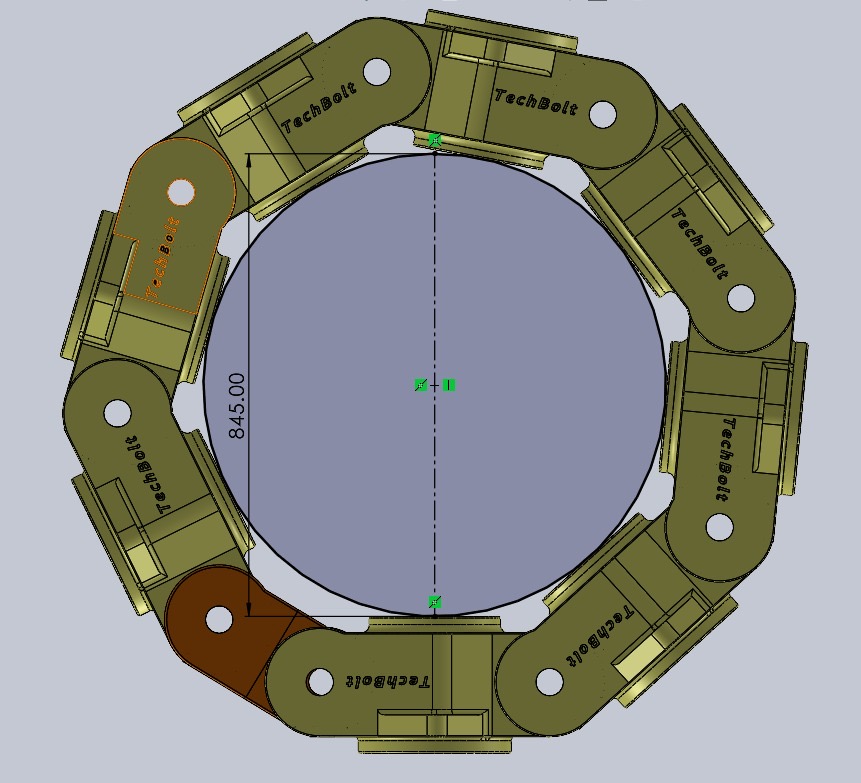 TECHBOLT 8 + half link 845 mm · CAD configuration
